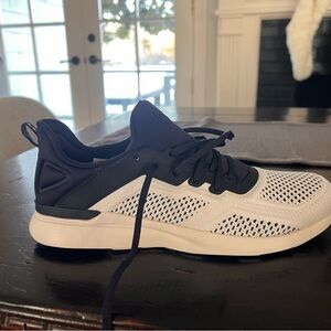 APL Black and White Sneakers with Lace-Up Design and Breathable Mesh